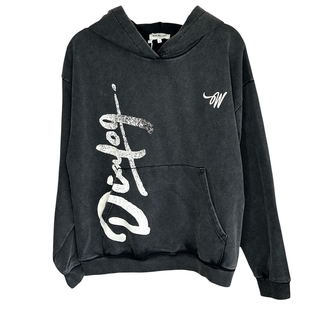 WML Wish Me Luck X Dialog Cafe Hoodie Large Oversize Streetwear Graphic‎ Black